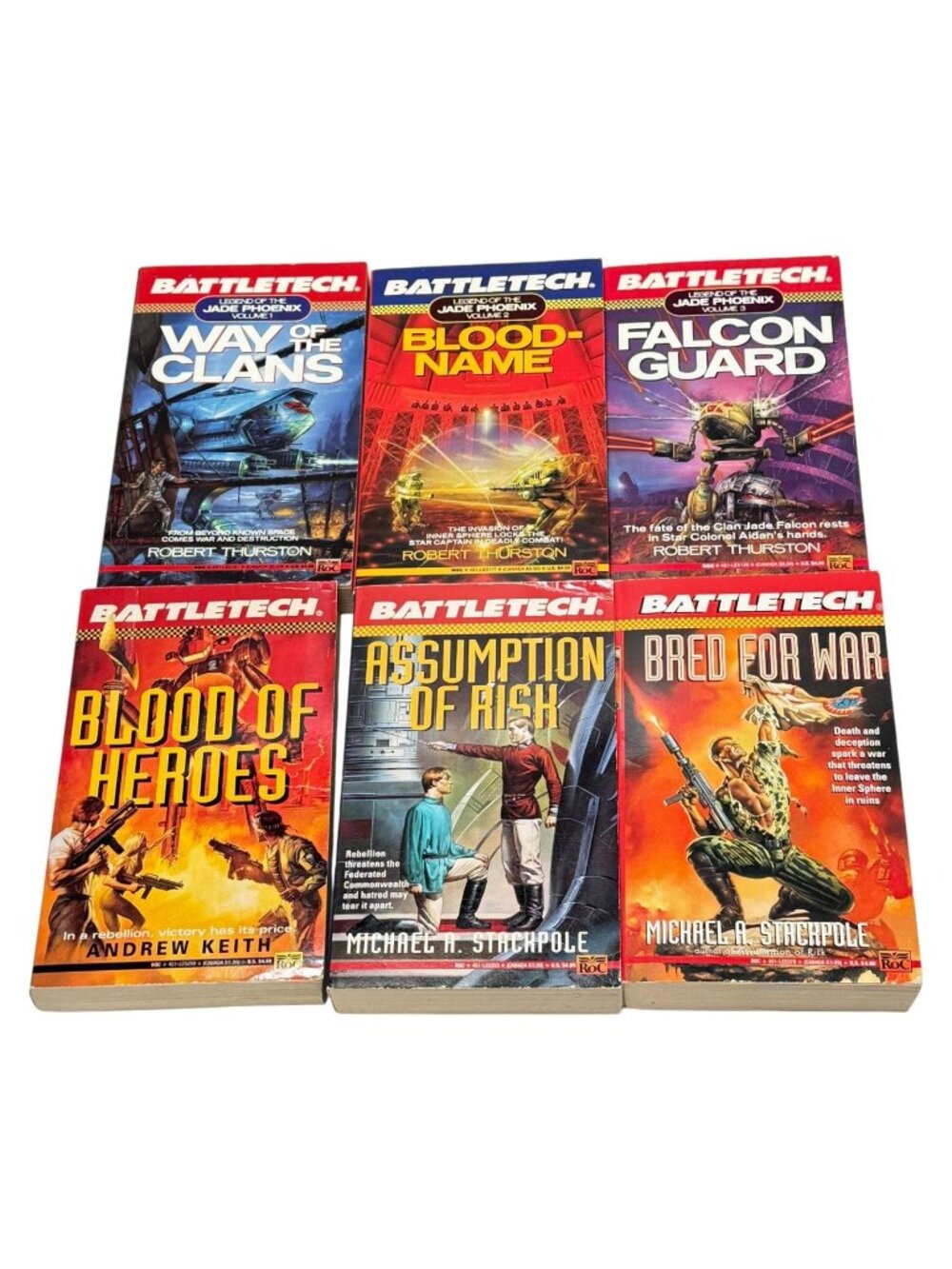 Battletech Lot 6 Book PB ROC Jade Phoenix Blood Heros Risk Bred For War 1990s